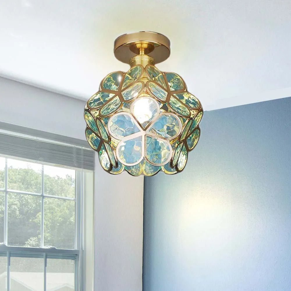 Glass Ceiling Light With Floral Design