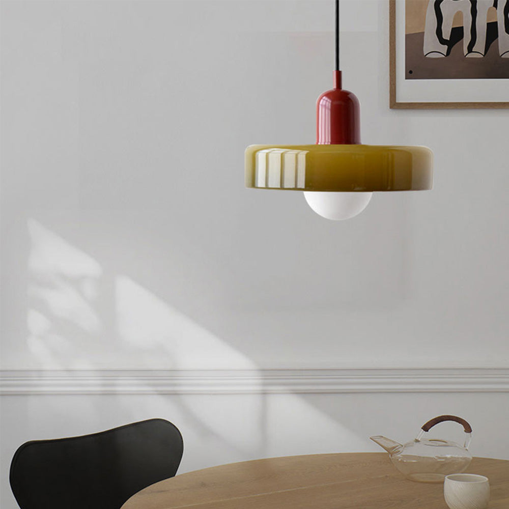 Bauhaus-Style Pendant Light With Glass and Metal Design