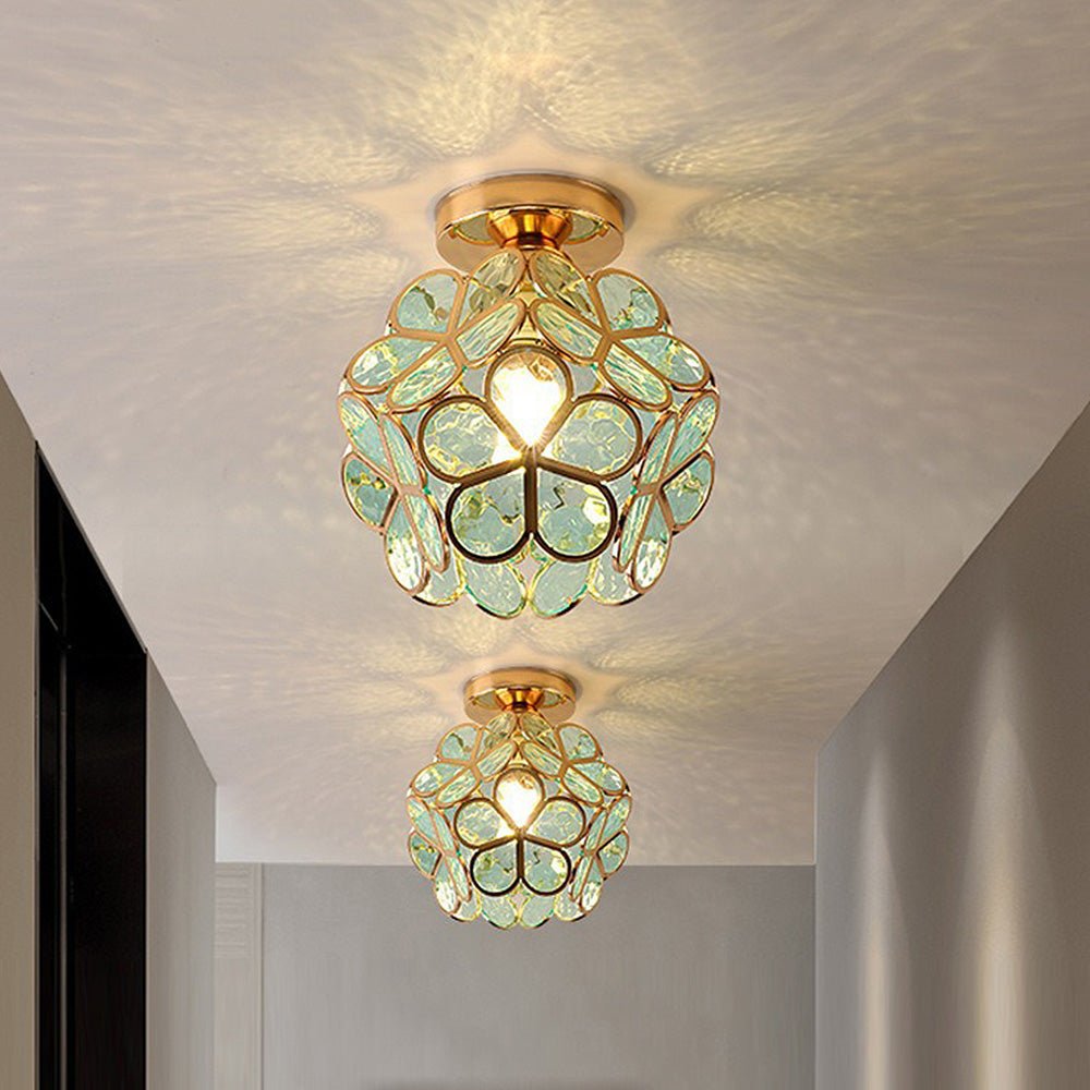 Glass Ceiling Light With Floral Design