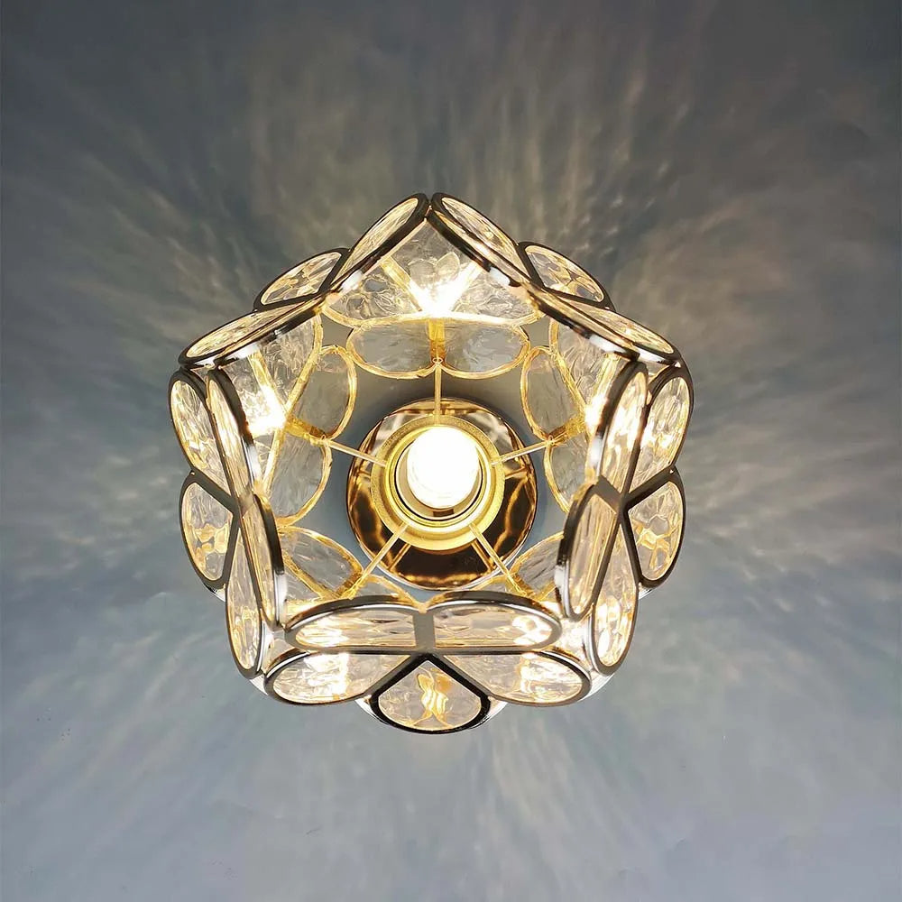 Glass Ceiling Light With Floral Design