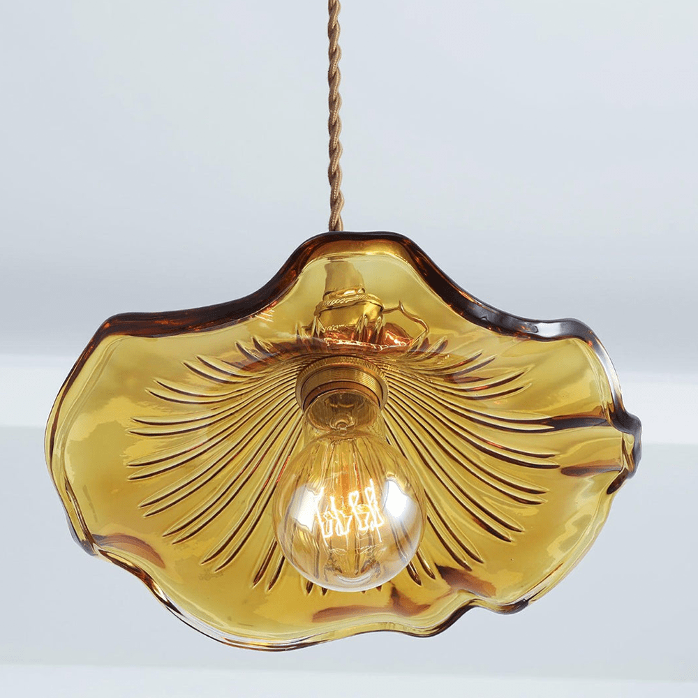 Glass Pendant Light With Floral Design
