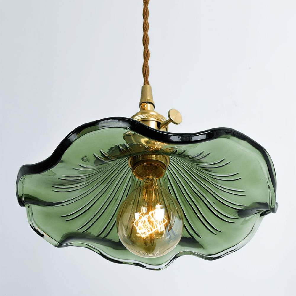 Glass Pendant Light With Floral Design