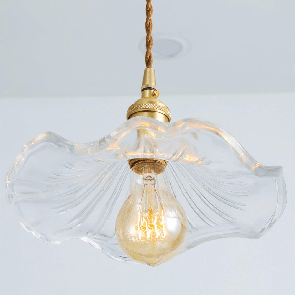 Glass Pendant Light With Floral Design