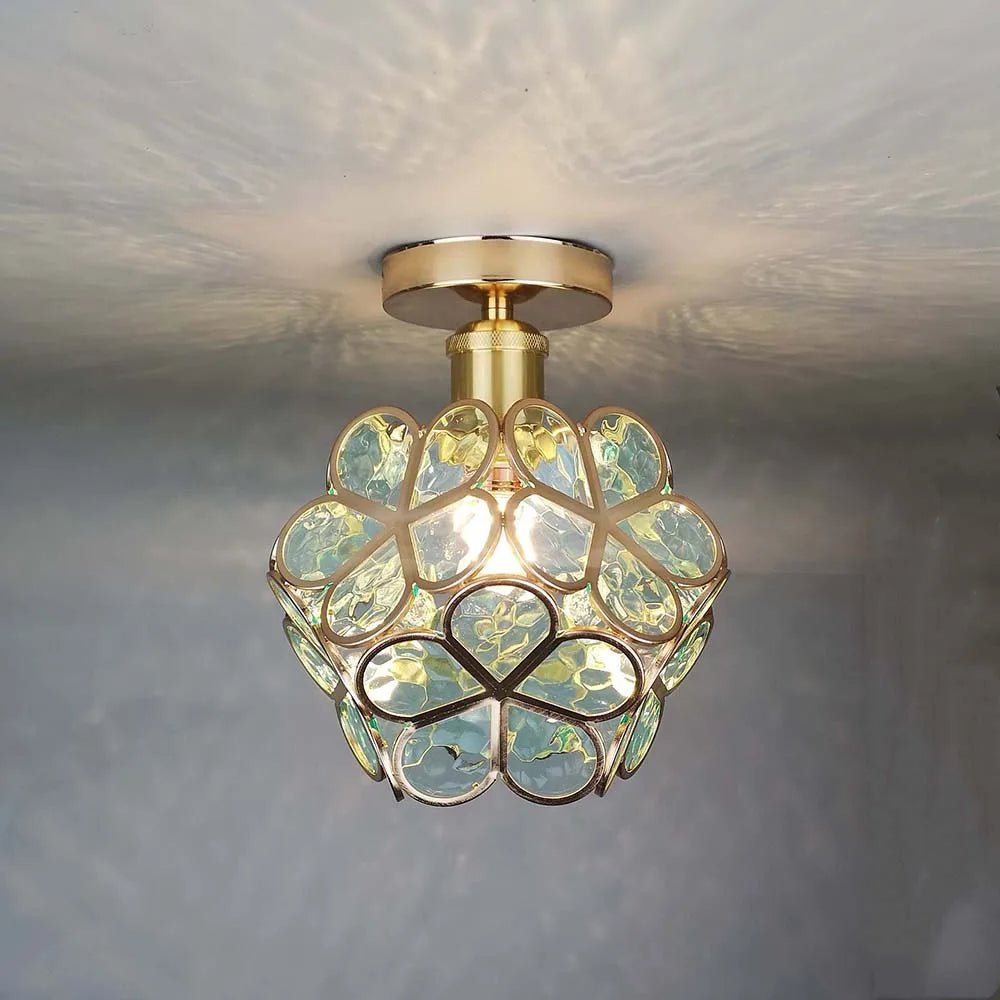 Glass Ceiling Light With Floral Design