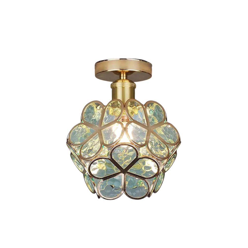 Glass Ceiling Light With Floral Design