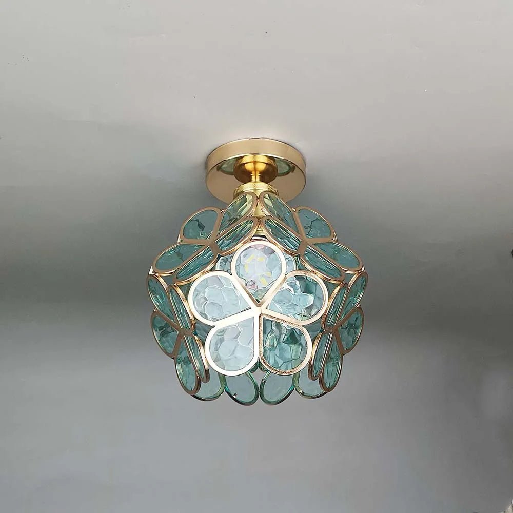Glass Ceiling Light With Floral Design