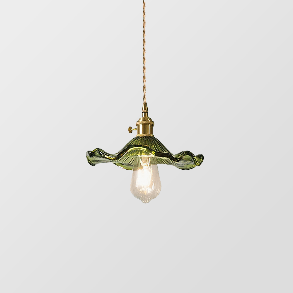 Glass Pendant Light With Floral Design