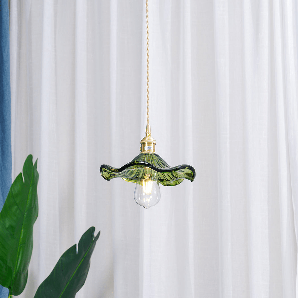 Glass Pendant Light With Floral Design