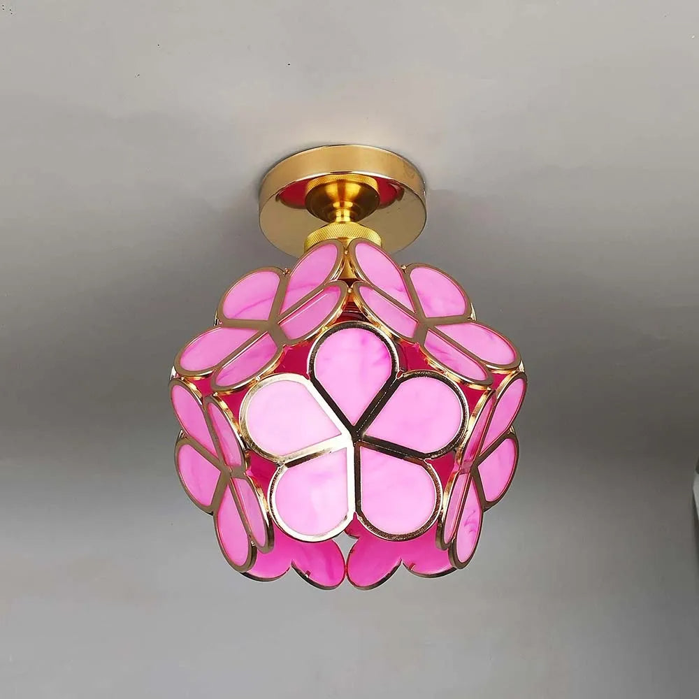 Glass Ceiling Light With Floral Design