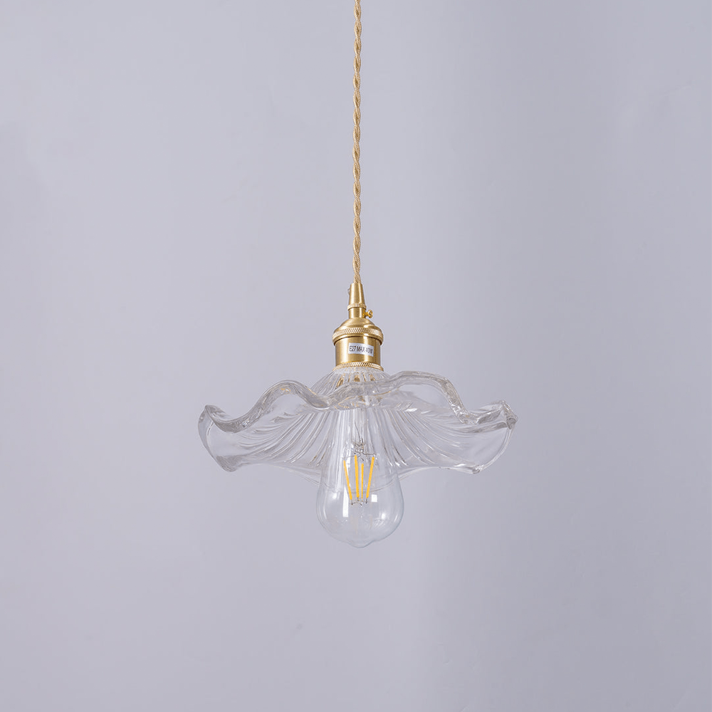 Glass Pendant Light With Floral Design