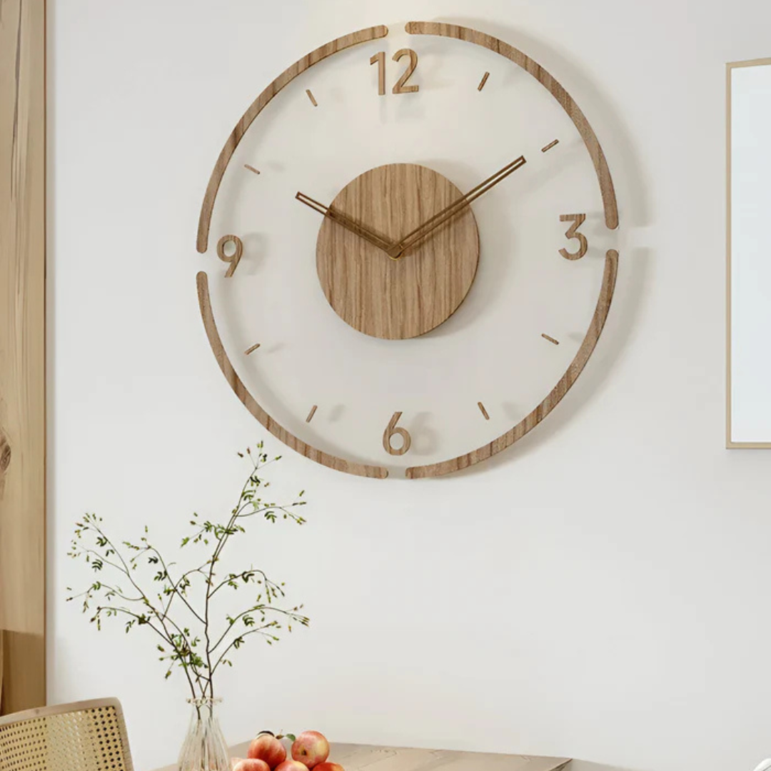 Large Wall Clock With Wood and Acrylic Finish