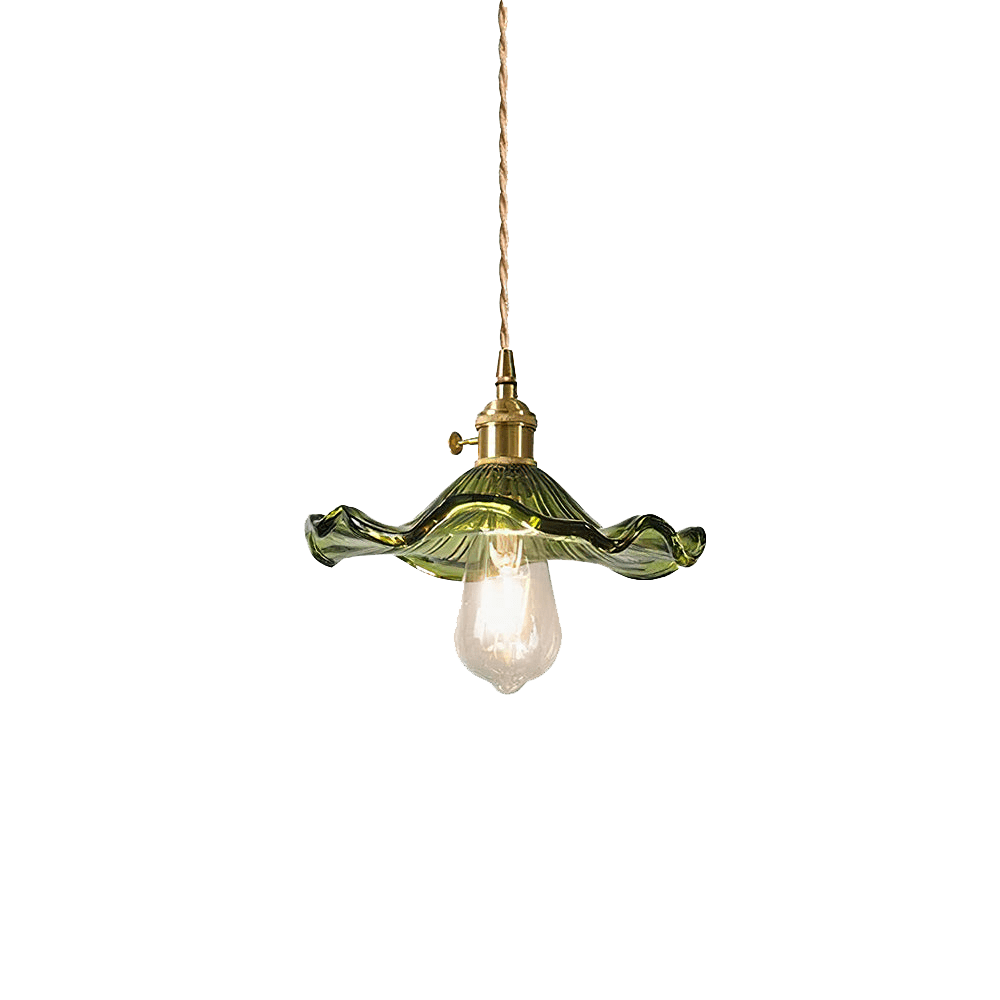 Glass Pendant Light With Floral Design