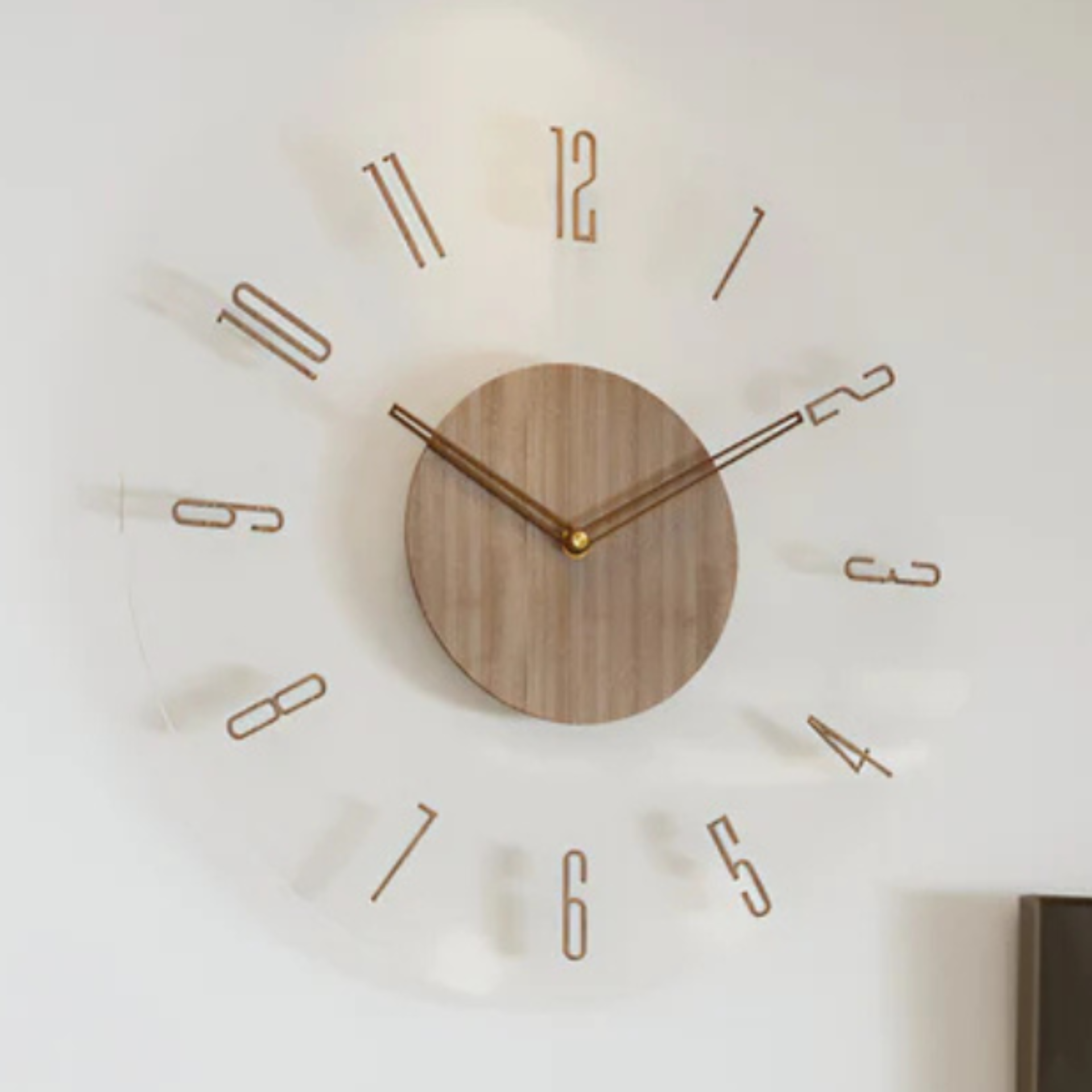 Large Wall Clock With Wood and Acrylic Finish