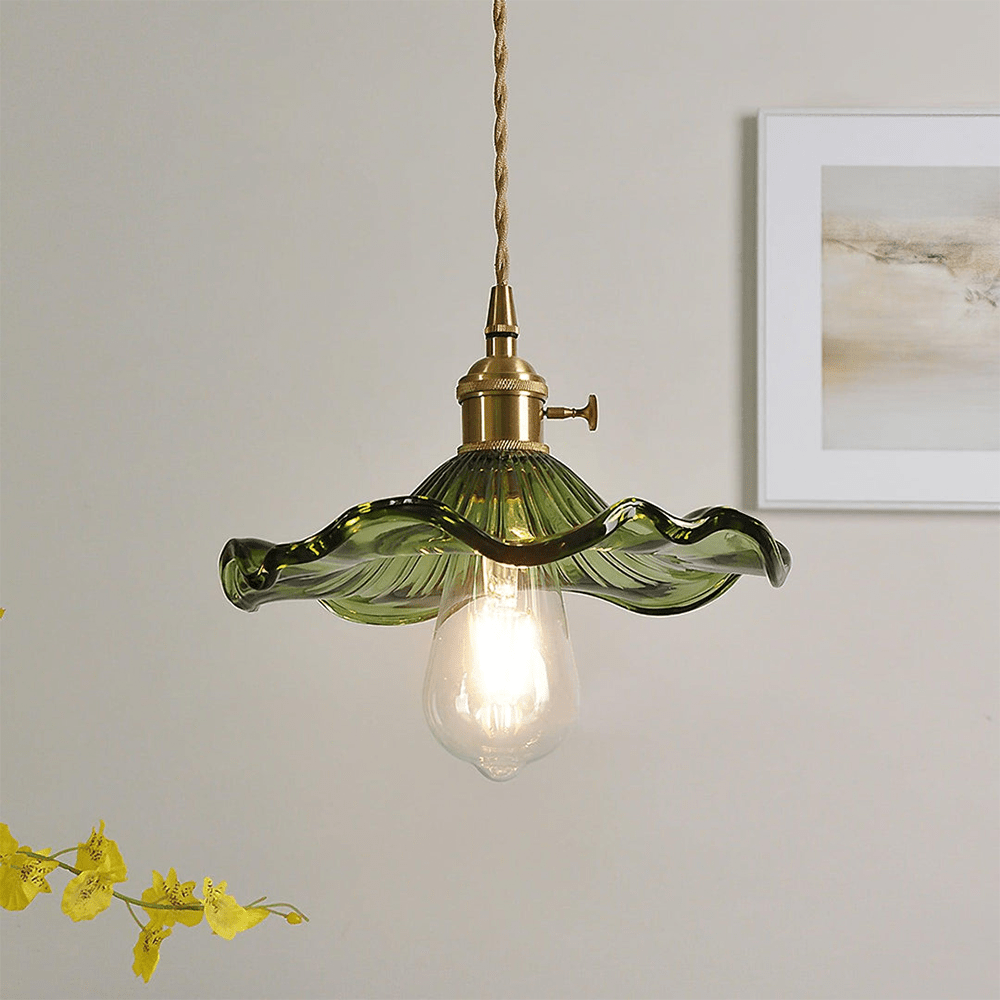 Glass Pendant Light With Floral Design