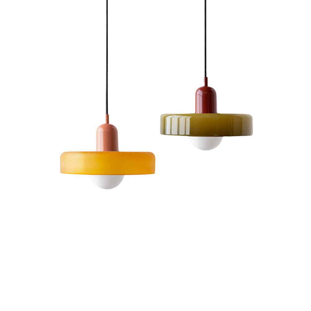 Bauhaus-Style Pendant Light With Glass and Metal Design