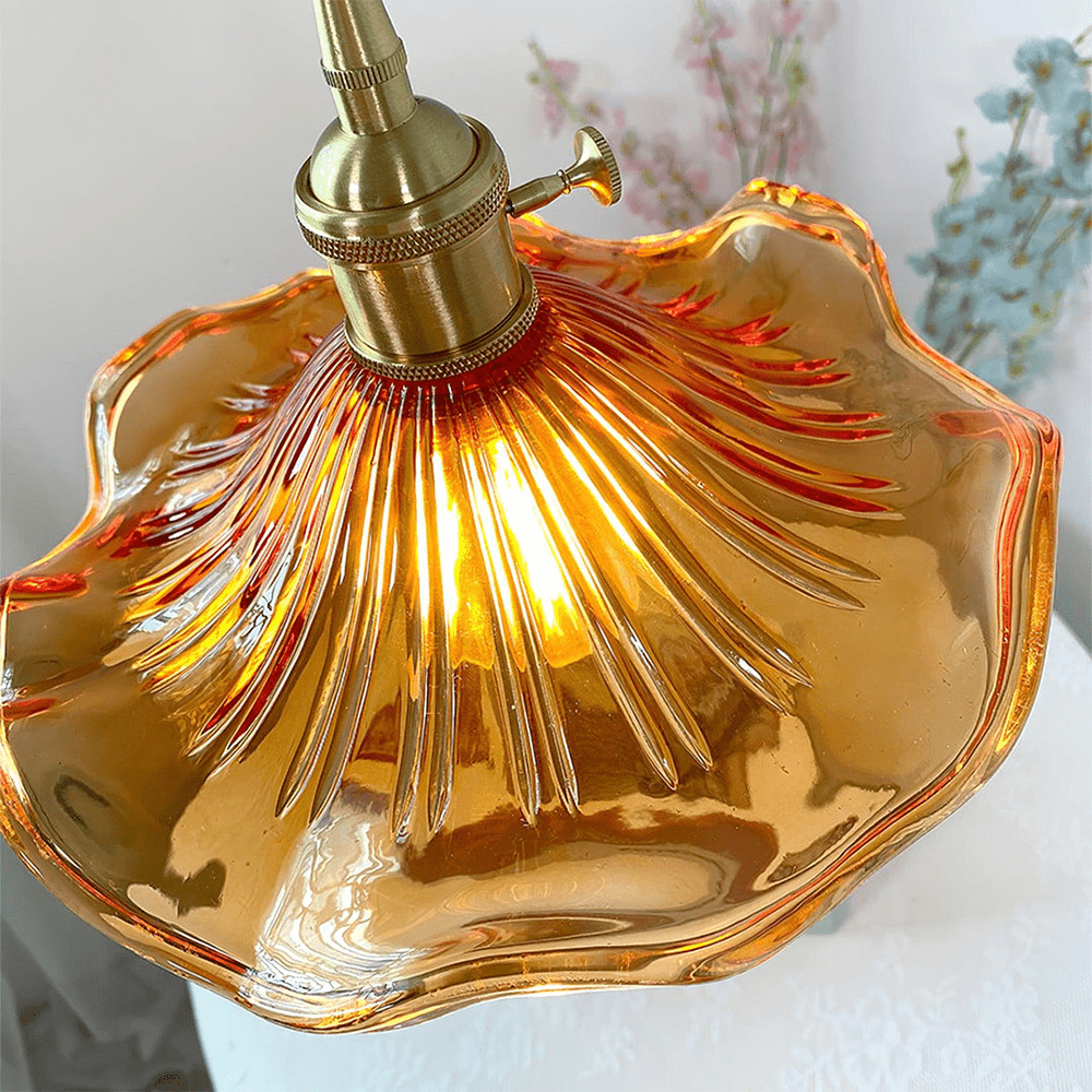 Glass Pendant Light With Floral Design