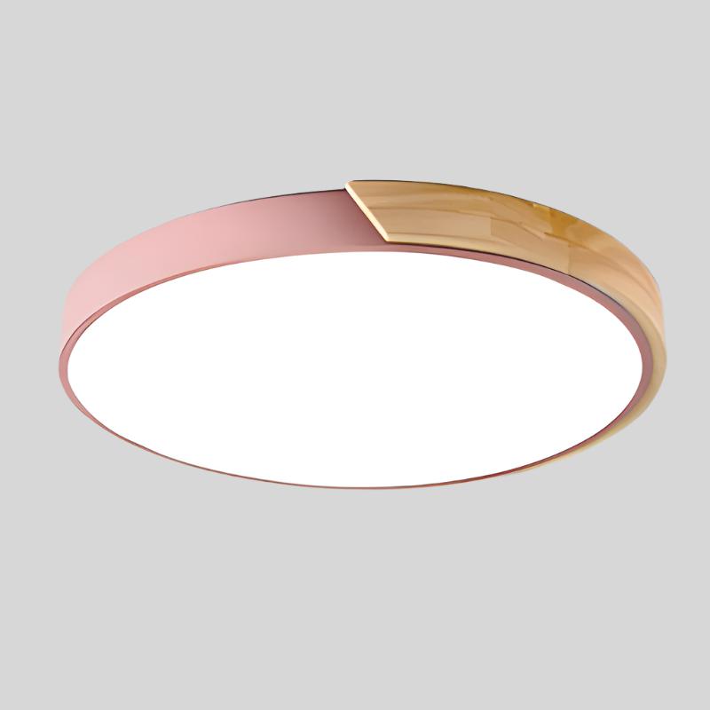 Circular Ceiling Light With Wooden Trim and Integrated LED