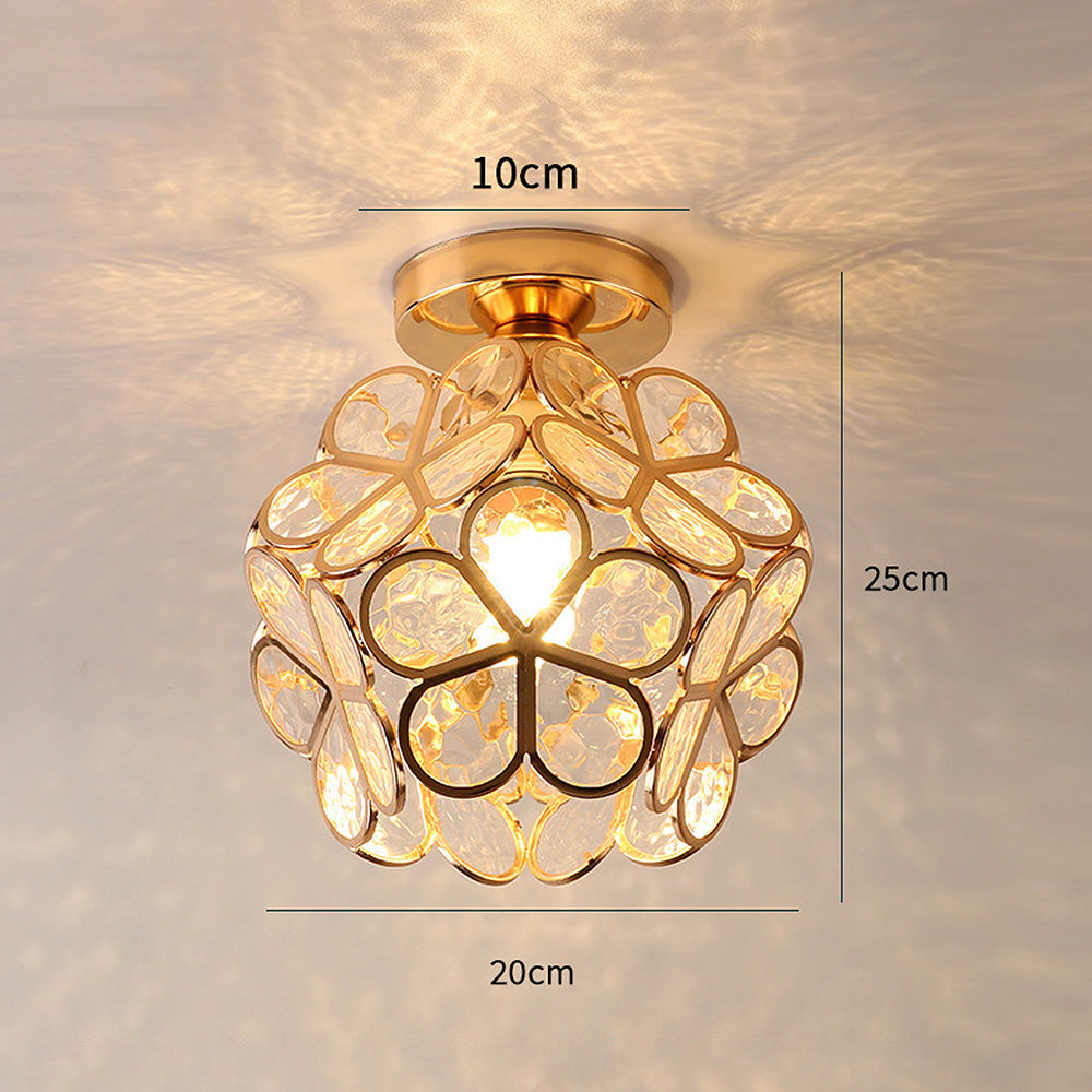Glass Ceiling Light With Floral Design