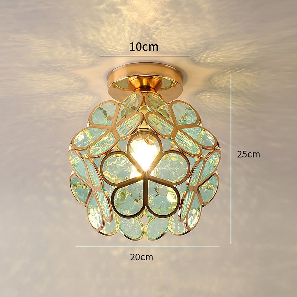 Glass Ceiling Light With Floral Design
