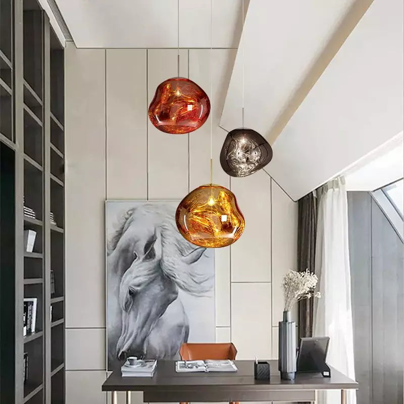 Sculptural Pendant Light With Irregular Globe Design