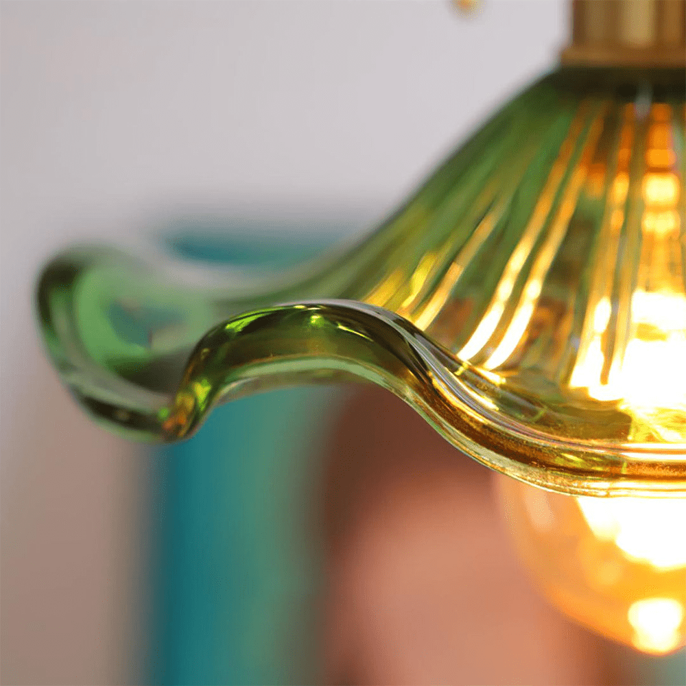 Glass Pendant Light With Floral Design