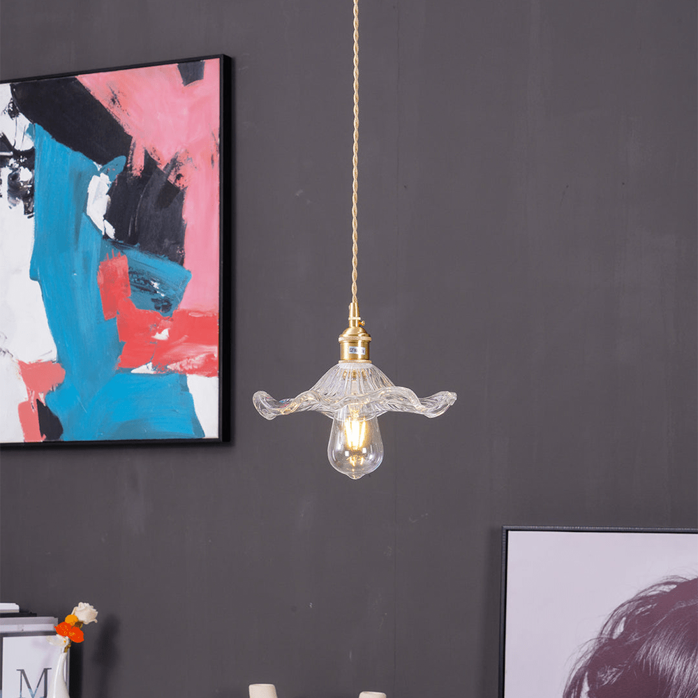 Glass Pendant Light With Floral Design