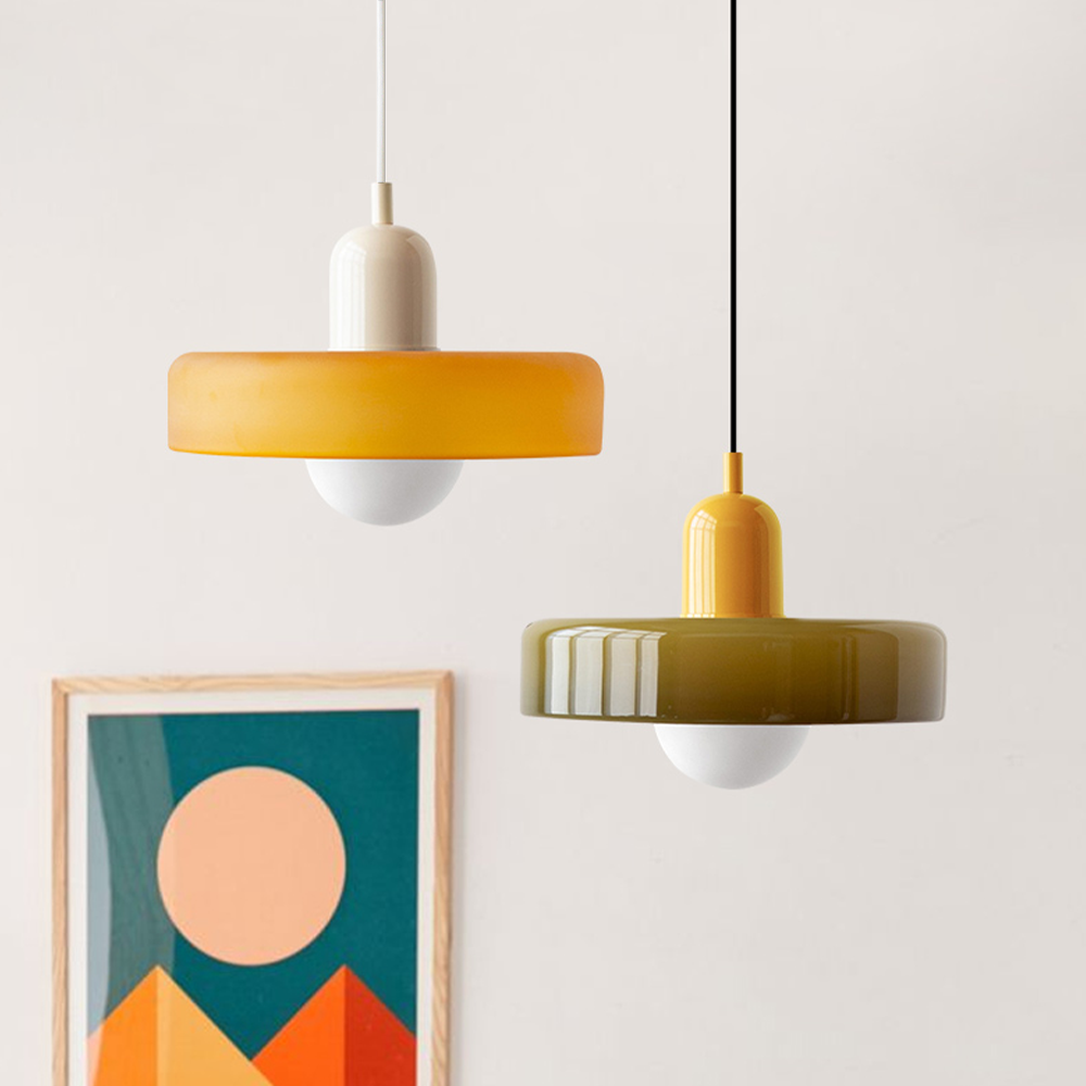 Bauhaus-Style Pendant Light With Glass and Metal Design