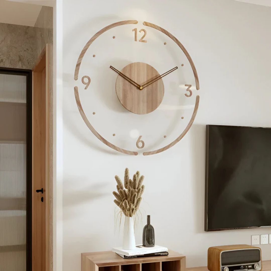 Large Wall Clock With Wood and Acrylic Finish