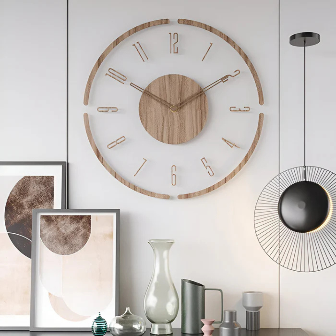 Large Wall Clock With Wood and Acrylic Finish