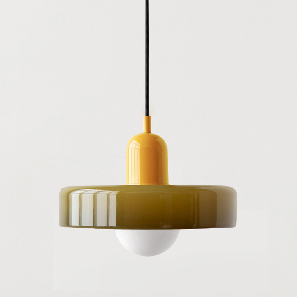 Bauhaus-Style Pendant Light With Glass and Metal Design