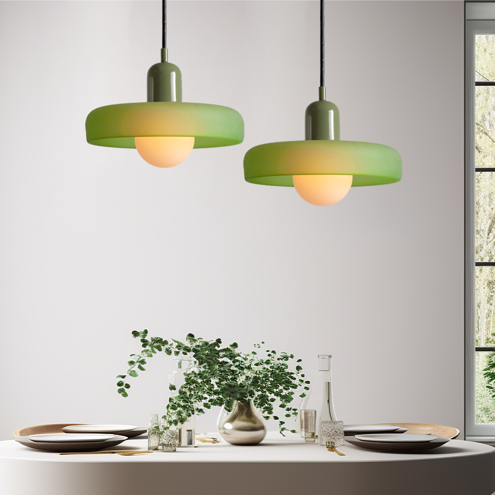Bauhaus-Style Pendant Light With Glass and Metal Design