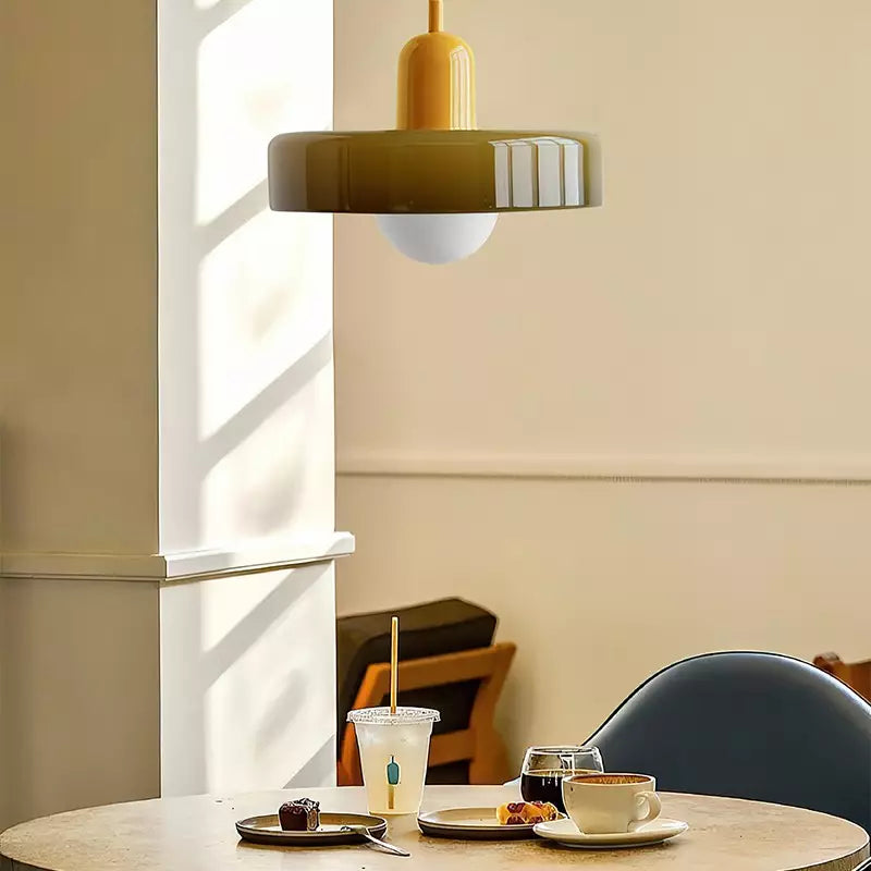 Bauhaus-Style Pendant Light With Glass and Metal Design