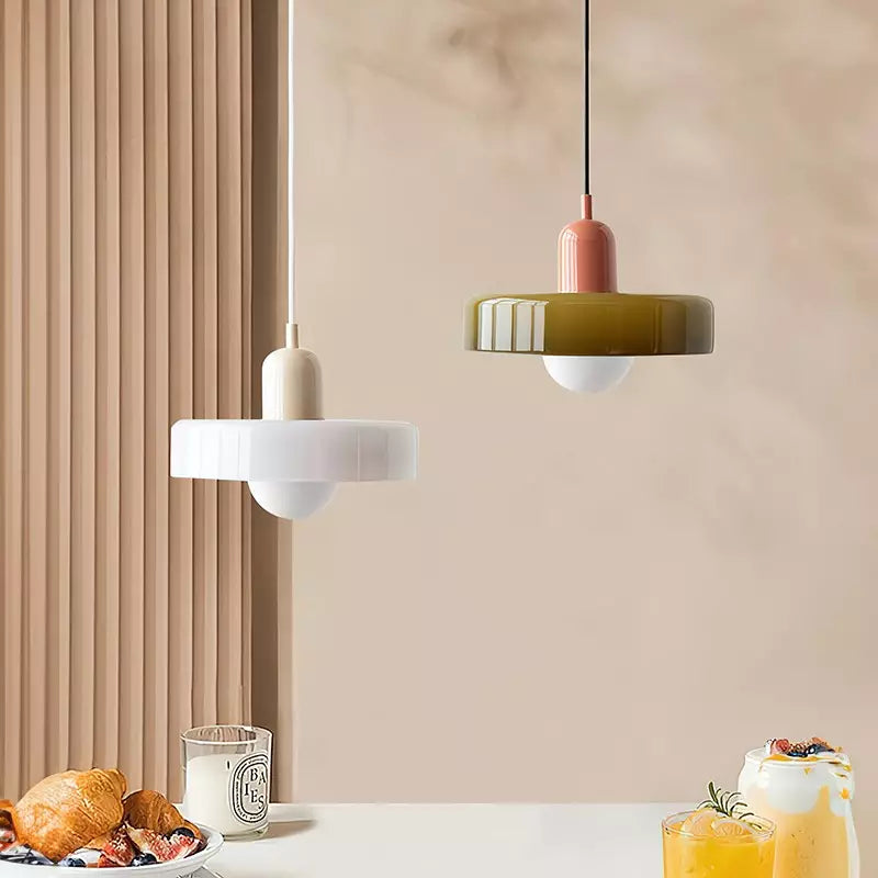 Bauhaus-Style Pendant Light With Glass and Metal Design