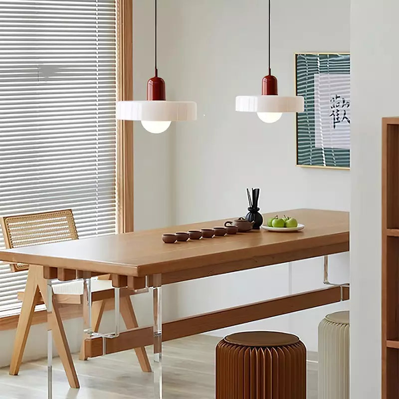 Bauhaus-Style Pendant Light With Glass and Metal Design