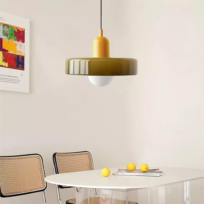 Bauhaus-Style Pendant Light With Glass and Metal Design