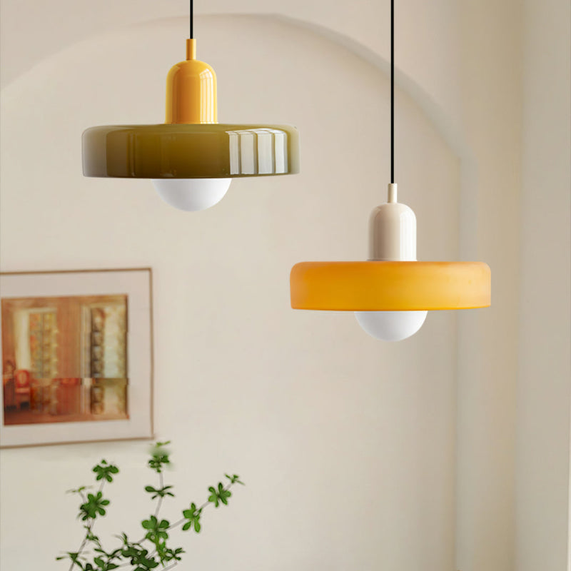 Bauhaus-Style Pendant Light With Glass and Metal Design