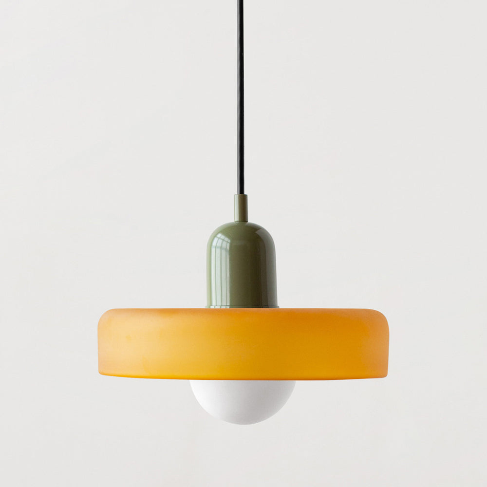 Bauhaus-Style Pendant Light With Glass and Metal Design