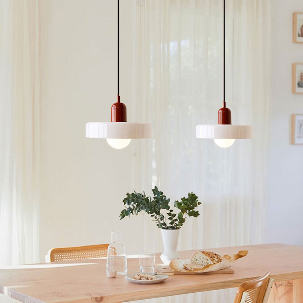 Bauhaus-Style Pendant Light With Glass and Metal Design