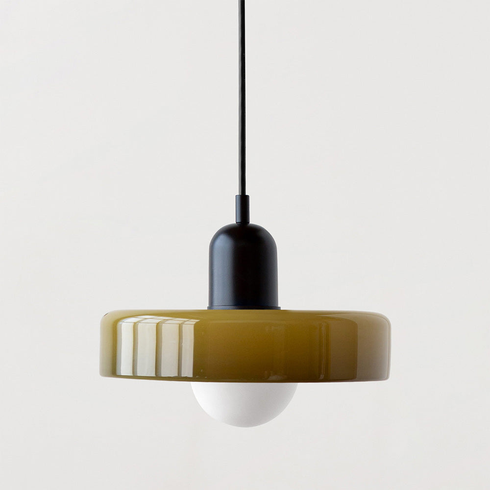 Bauhaus-Style Pendant Light With Glass and Metal Design