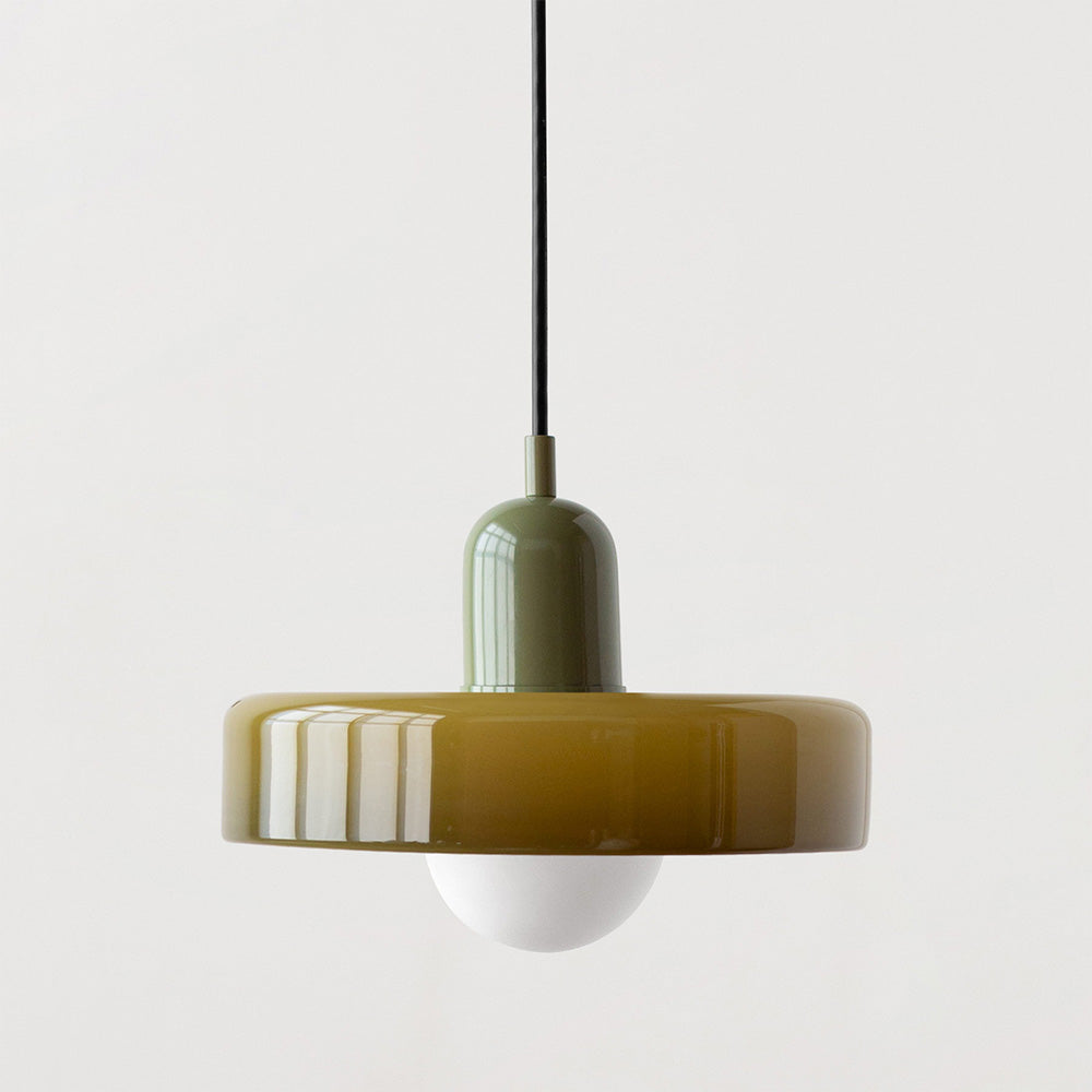Bauhaus-Style Pendant Light With Glass and Metal Design