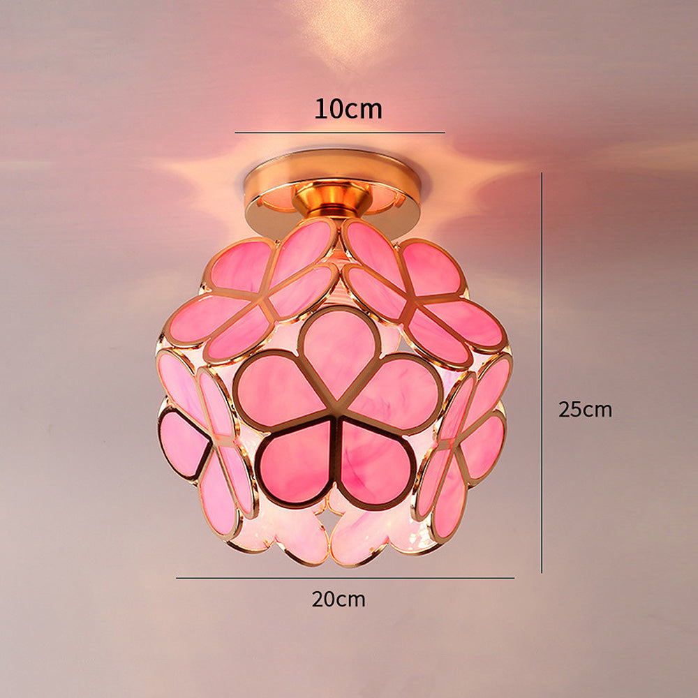 Glass Ceiling Light With Floral Design