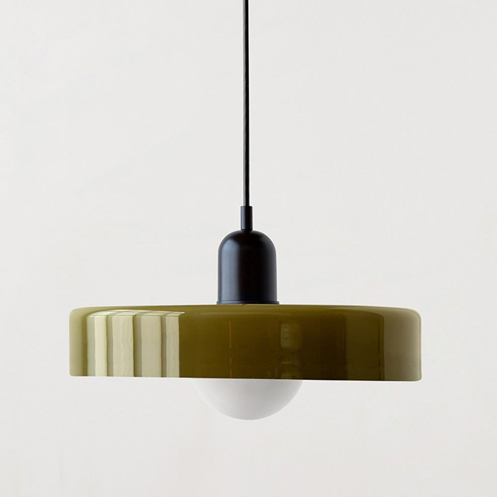 Bauhaus-Style Pendant Light With Glass and Metal Design