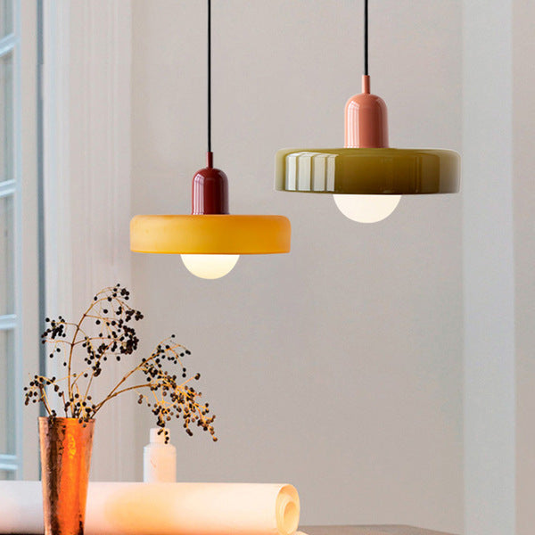 Bauhaus-Style Pendant Light With Glass and Metal Design