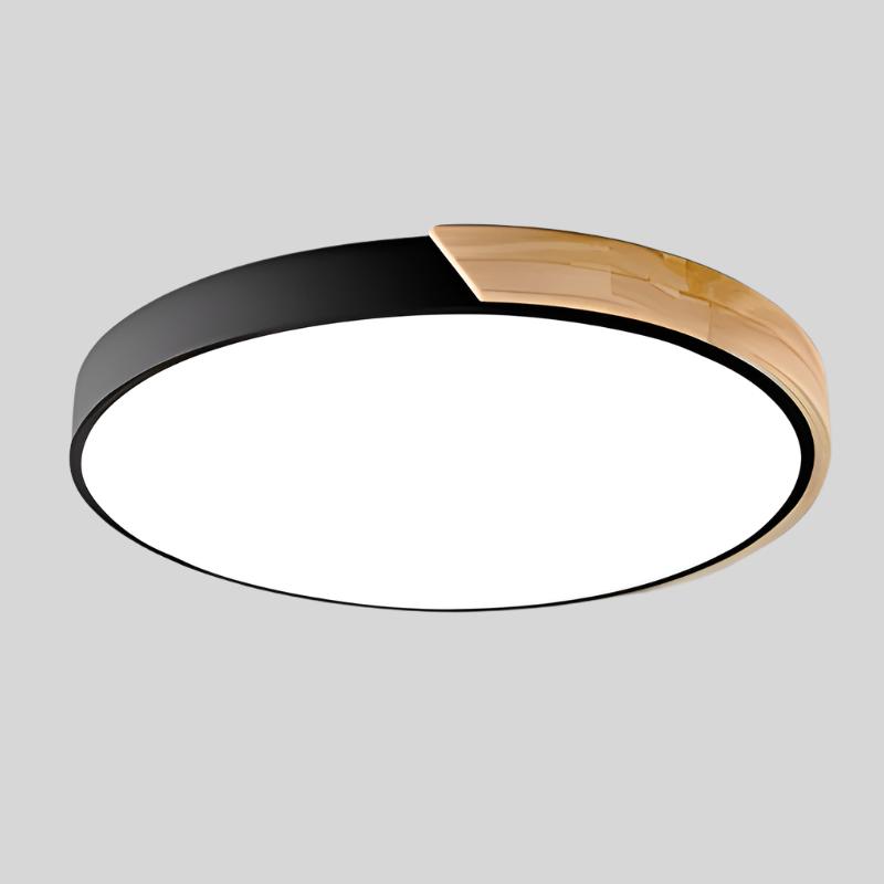 Circular Ceiling Light With Wooden Trim and Integrated LED