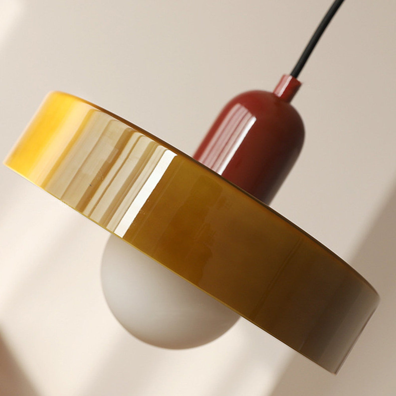 Bauhaus-Style Pendant Light With Glass and Metal Design