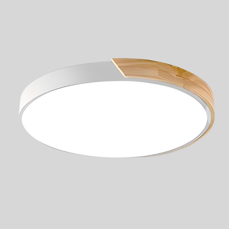 Circular Ceiling Light With Wooden Trim and Integrated LED