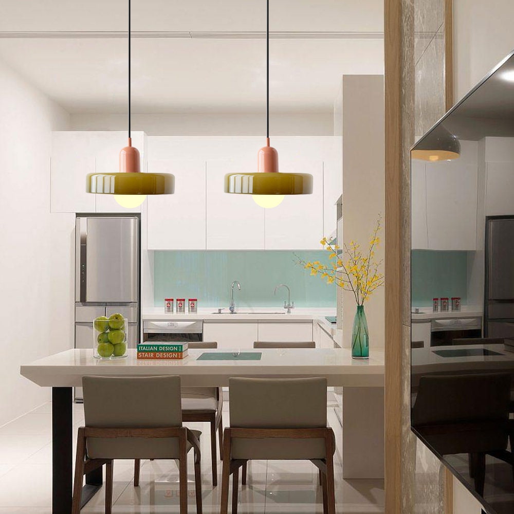 Bauhaus-Style Pendant Light With Glass and Metal Design