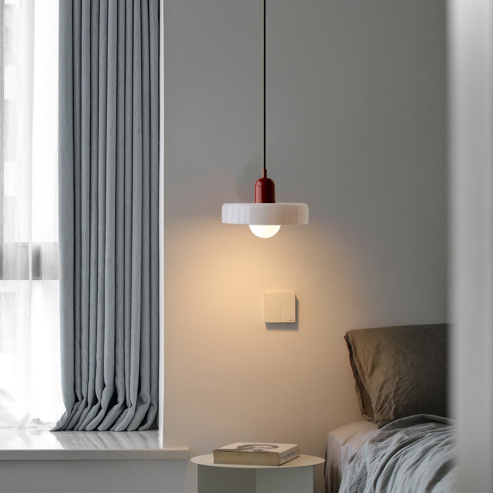Bauhaus-Style Pendant Light With Glass and Metal Design